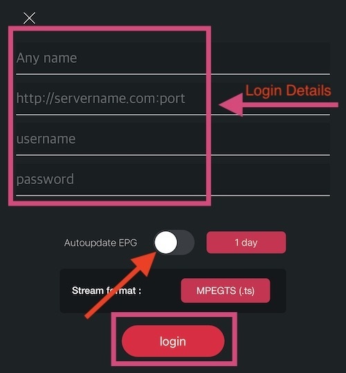 adding login details on gse app
