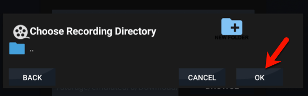 choose directory for recording