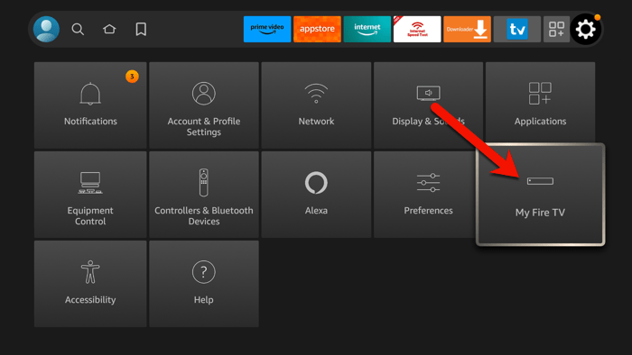 Powering off Amazon Fire TV from settings