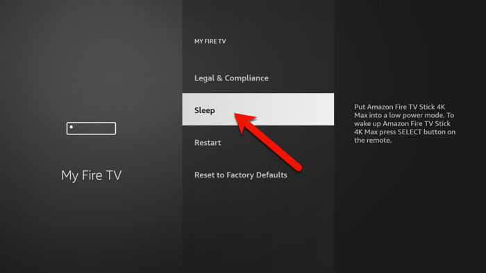 Powering off Amazon Fire TV by sleep mode