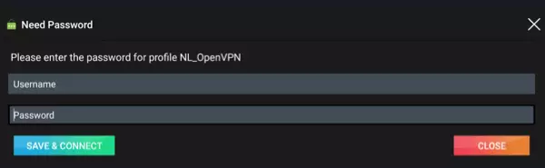 entering username and password