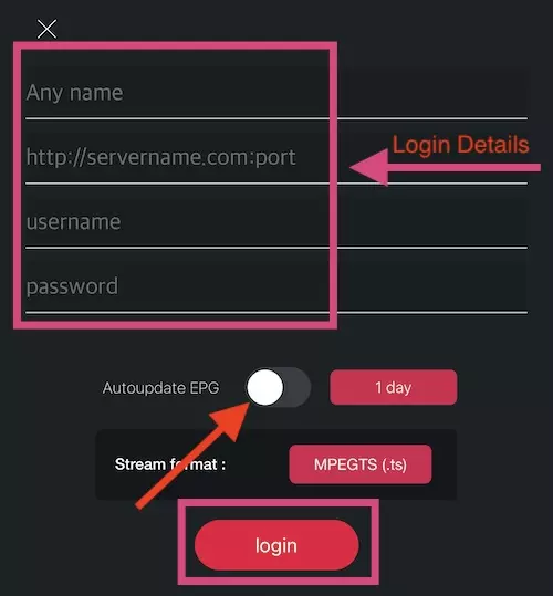 adding login details on gse app