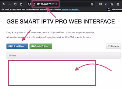 uploading the list via web server interface
