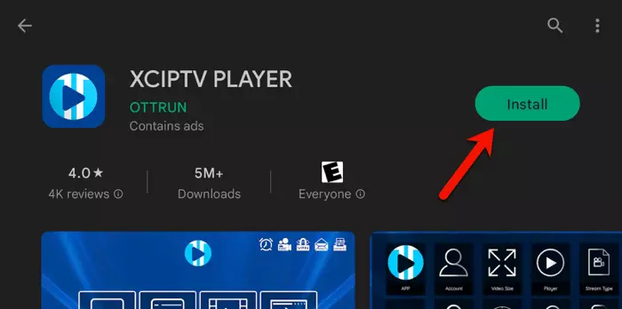 Install XCIPTV player application on android devices