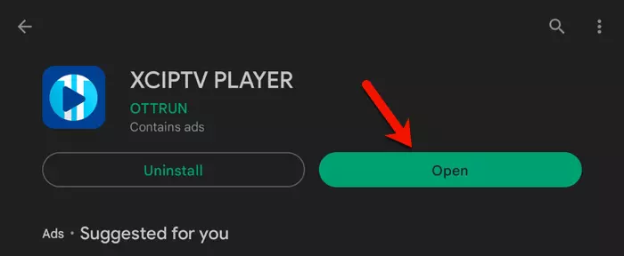 Install XCIPTV player application on android devices