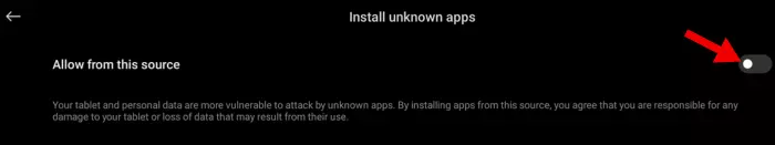 Install unknown applications permission on Android